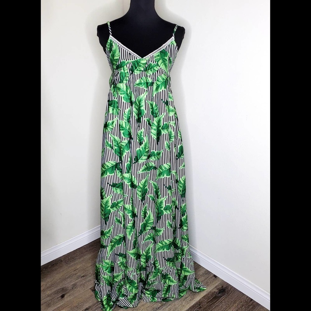 Byegreis Celeste Green Print Maxi Dress